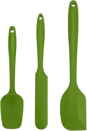 uxcell Juego de 3 espátulas de silicona resistentes al calor, anti-arañazos, espátulas antiadherentes para hornear raspado, color verde