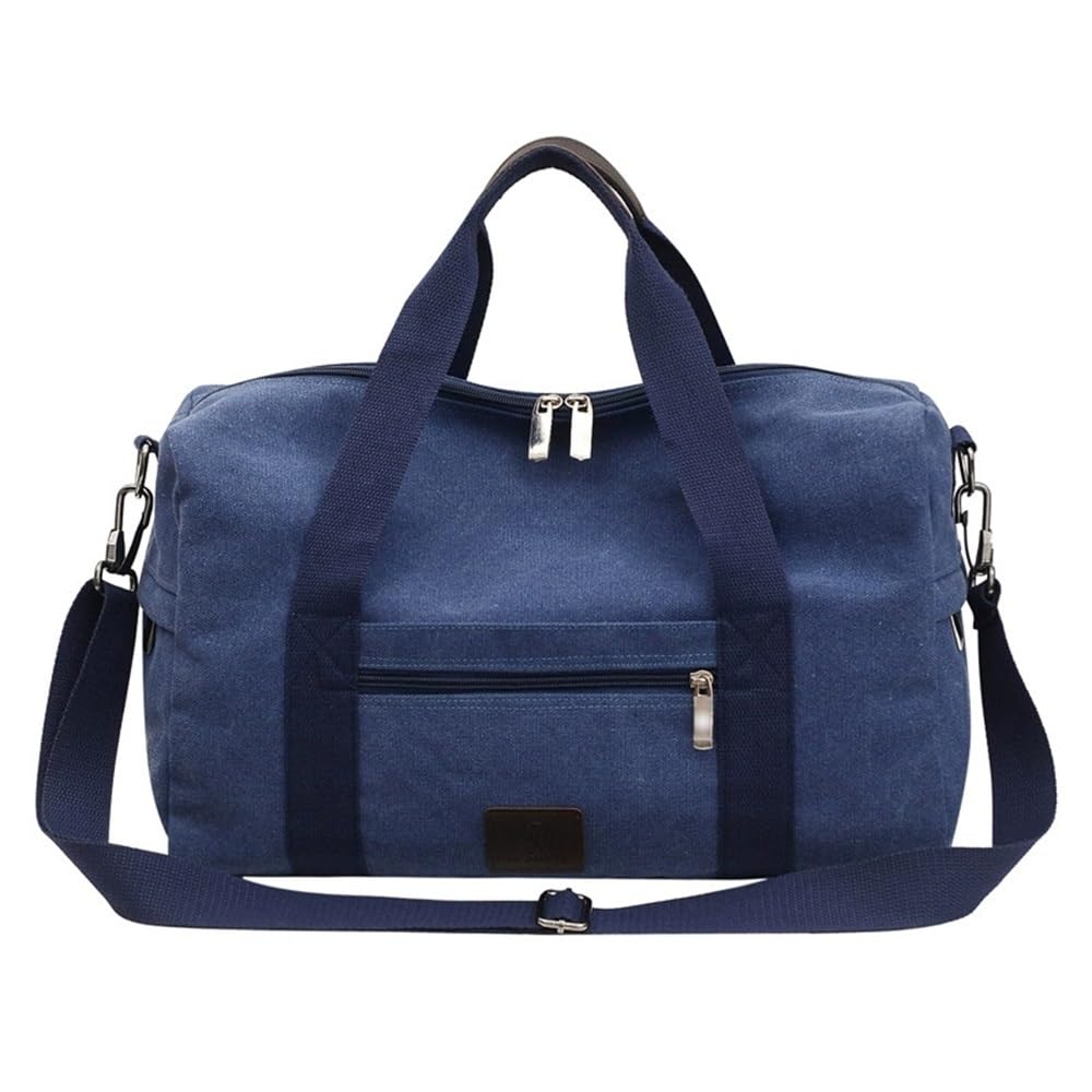 Reisetasche Sporttasche Herren Retro Einfache Handtasche Schultergepäck Reise Canvas Tasche für Männer Frauen(Blau,52x23x34cm)