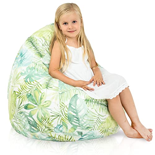 Italpouf Puff Pera L , Puff Infantiles con Relleno Incluido , Interior , Bolsa de Frijoles , Sillón , Cubierta removible , Certificado , Hojas De Monstera Cover