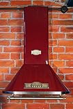 Designer Dunstabzugshaube 90cm von Kaiser/Wandhaube Modellreihe EMPIRE/Kaminhaube Bordeaux – Empire/Griff – Bronze/Abzugshaube mit Saugstakem Motor 910m³/h/Inkl.Aktivkohlefilter/Abluft Umluft