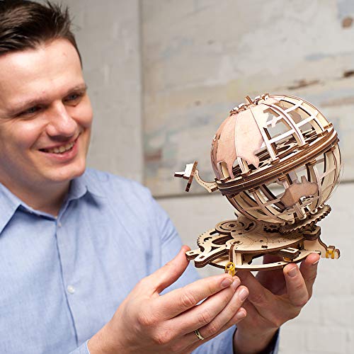 Image of UGEARS Globe 3D Wooden Puzzles for Adults - Wooden Model Kits for Adults Brain Teaser Puzzles Models for Adult to Build Mechanical Models Educational World Globes Puzzle Hobby Set