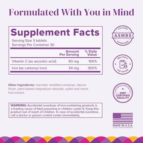 image for Barimelts Iron with Vitamin C, 90 Fast-Dissolving Tablets (1-Month Sup