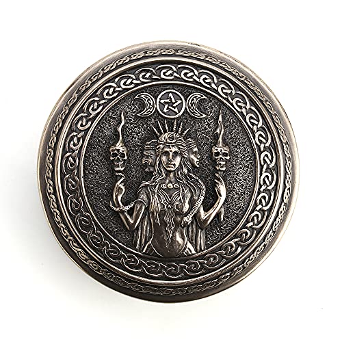 Veronese Design 2 1/8" Tall Hecate Goddess Of Chthonic Round Trinket Box Cold Cast Bronzed Resin Handmade Collectibles Wiccan Figurine Decorative Storage #TOP1