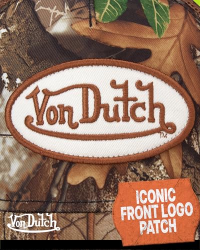 Image of Von Dutch Mens & Womens Trucker Hat - Adjustable Snapback Curved Brim Realtree Camo Hunting Baseball Cap for Men and Women