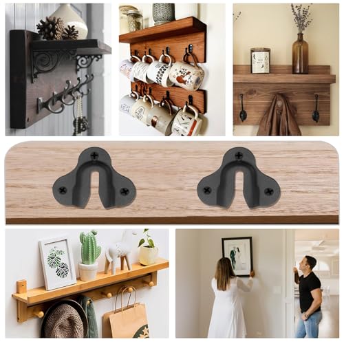 Image of Murtenze 20PCS Matte Black Keyhole Hangers Buckle Type Picture Hanger, Single Keyhole Hanging Plate Mirror Picture Frame Hangers Kit for Wall Mounting Coat Rack, Mug, Wooden Board