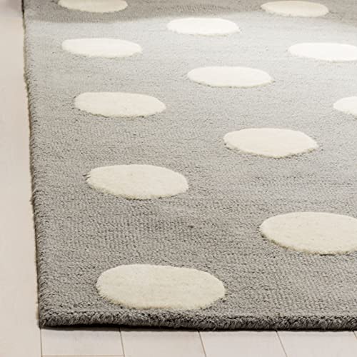 Safavieh Kids Collection Runner Rug - 2'6" X 8', Grey & Ivory, Handmade Polka Dot Wool, Ideal For High Traffic Areas In Living Room, Bedroom (Sfk904C) #TOP2