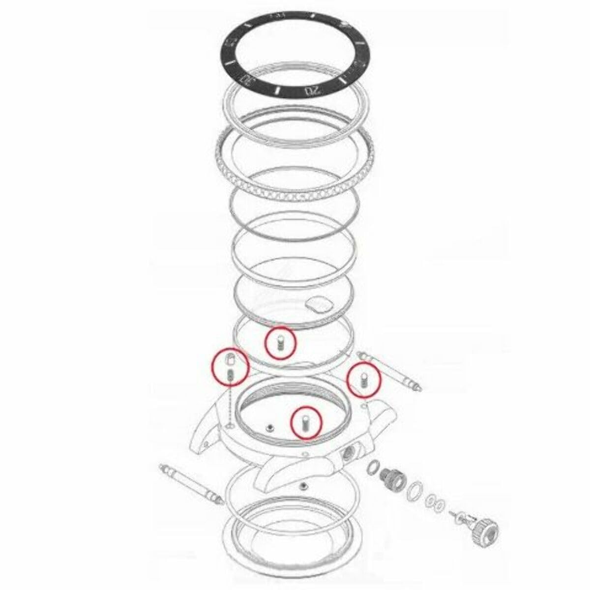 Ewatchparts BEZEL CLICK SPRING TOPER RIVET FOR ROLEX SUBMARINER 116610,114060,116613 126610