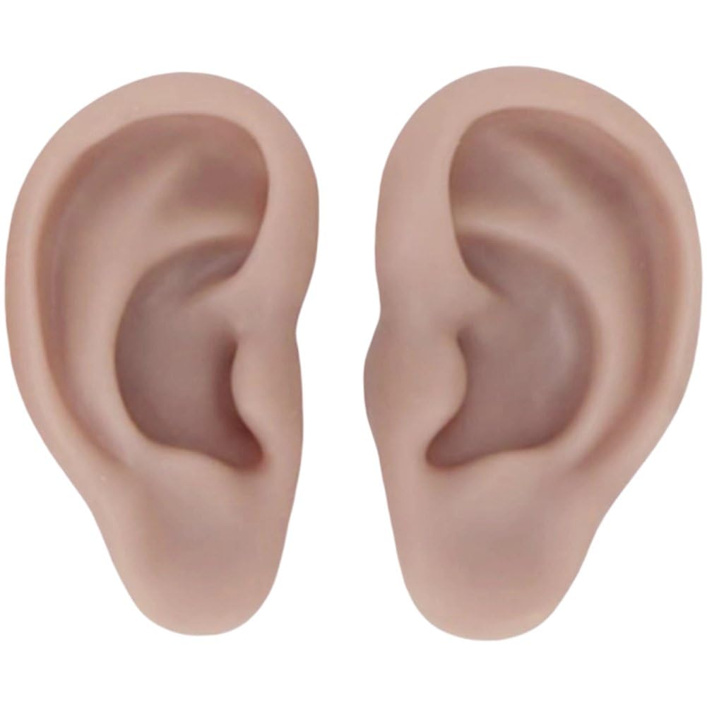 Ppmter Human Ear Model, Soft Silicone Ear Model, Flexible Fake Ear, Realistic Body Parts for Piercing Practice, Earrings Jewelry Display, Teaching Tool