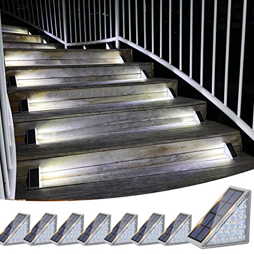 VOLISUN Solar Stair Lights 8 Pack, Solar Step Lights Waterproof