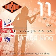 Rotosound Acoustic Guitar Strings Jumbo King, Made in UK Phosphor bronze, excellent tone with clarity and sustain 92/8 Phosphor bronze alloy specially made in the UK. Rotosound Acoustic Guitar Strings Jumbo King, Made in UK Rotosound's best-selling a...