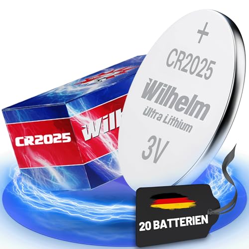 20 x Knopfzelle CR2025 Wilhelm Batterie Lithium 3V CR 2025 Industrieware…