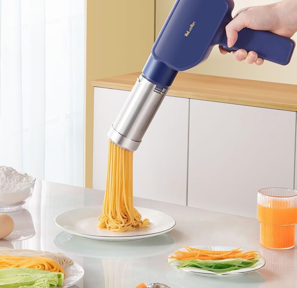 Machine with Fresh Portable Electrical Paste, Fresh Pasta Machine with, Rechargeable Pasta Machine for Spaghetti/Fettuccine,B