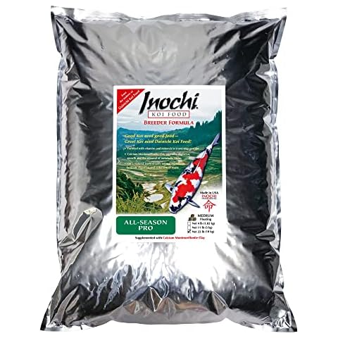 Dainichi Koi Fish Food, Inochi All-Season Pro - 22lb, Medium Pellet (5.5 mm) for Koi and Pond Fish Cover