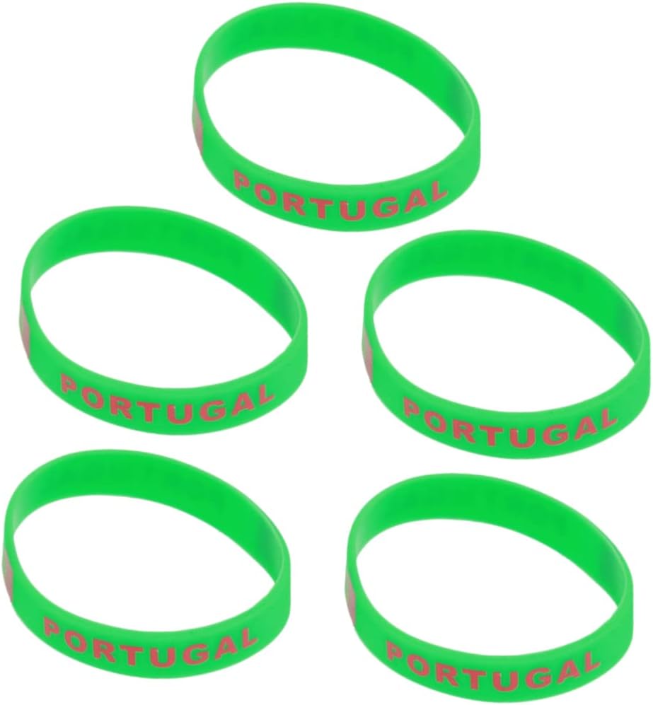 PRETYZOOM 5pcs Portugal Country Flag Silicone Wristbands for Sports Games Soft Comfortable Printed Bracelets for Football Matches and International Competitions