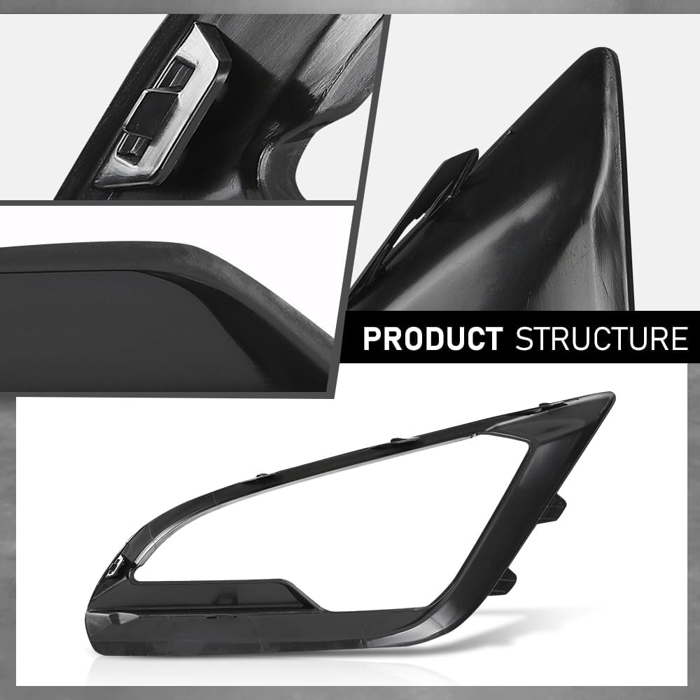 Fog Light Cover Lamp Bezel Right Passenger Side Compatible with Ford EcoSport 2018-2021 GN1Z15266AA, FO1039185 Black PP