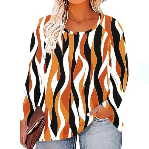 biqikav Womens Long Sleeve Tops Heart Print Casual Tunic Shirts