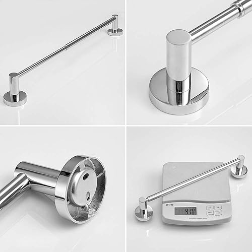 Miniatura 4 de BESy Toallero de baño individual ajustable de 15.9 a 28.6 pulgadas para accesorios de baño, soporte de toalla de acero inoxidable SUS304, montaje en