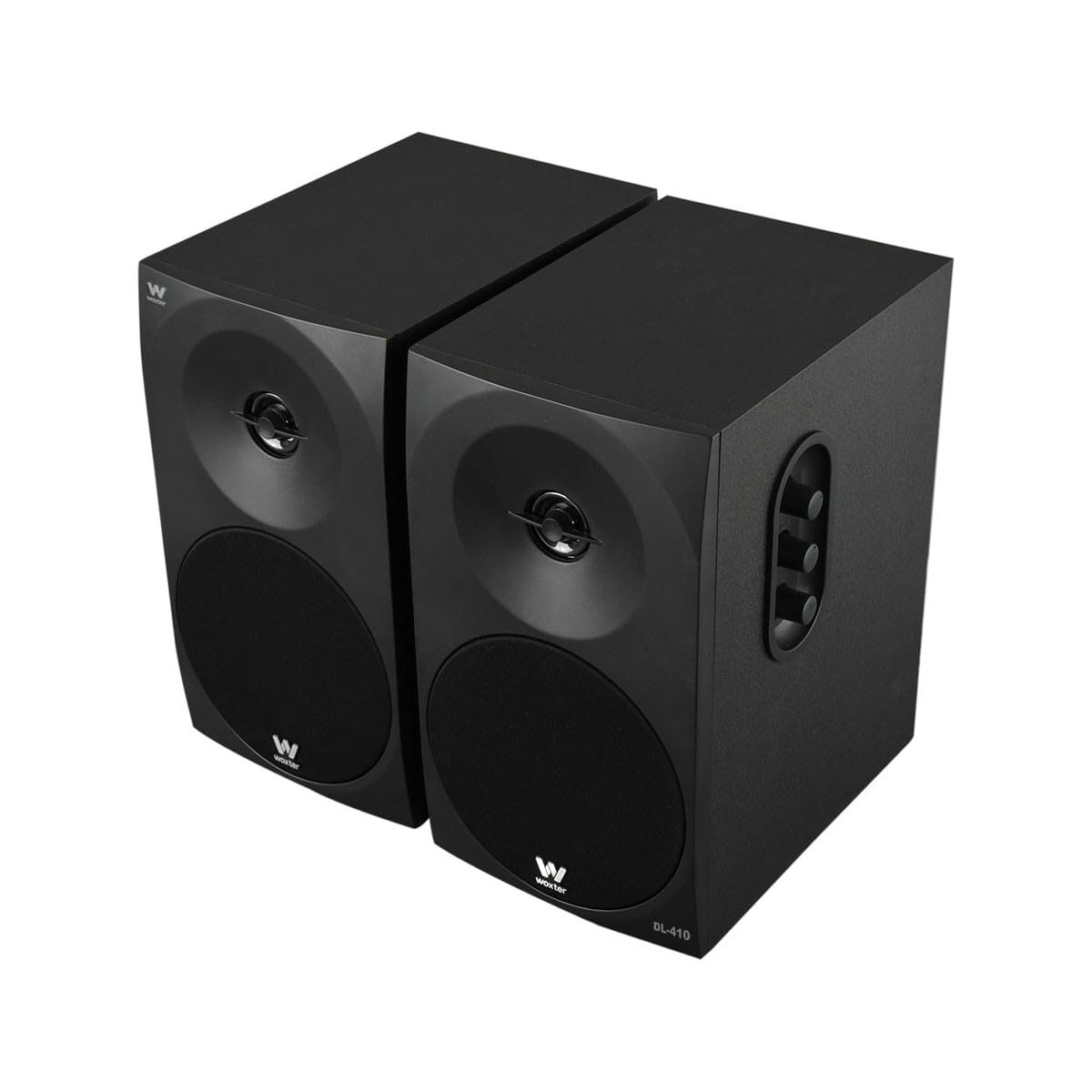 Woxter Dynamic Line 410 Black – 2.0 głośnik stereo (zasilanie o mocy 150 W, drewno, 4 głośniki niskotonowe, 2 głośniki wysokotonowe, 3,5 mm, RCA, system Bass Reflex Control (głośność, wysokie tony,