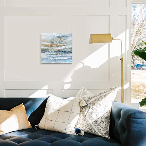 Nicetop Bathroom Wall Art Abstract Canvas Art Print Modern Blue Ocean Picture Small Coastal Sunset & Sunrise Artwork for Sea Lake Themed Home Bedroom Décor 13.3x13.3inch - Image 6
