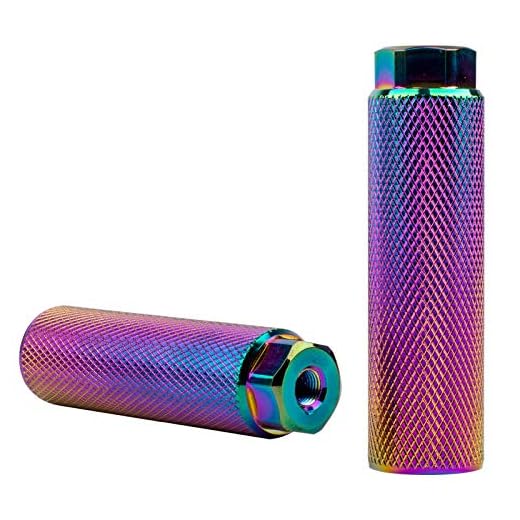NOSTAFY 2PC 3/8 inch - 26 Teeth Aluminum Alloy Bike Pegs Bicycle Foot Pedals BMX Cycling Rear Stunt Pegs (Rainbow)