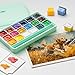 HIMI Gouache Paints Set, 18 Colors, 30g, jelly gouache paint set, Non Toxic Paint for Canvas and Paper, Art Supplies for Professionals, and More (Green Case