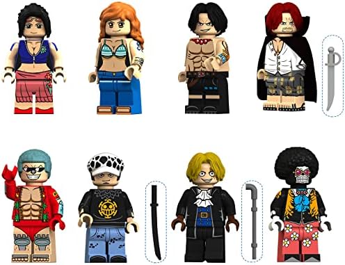 Yayafofco 8PCS Anime OP Mini Action Figure Ace Shankusu Sabo Law Cartoon Building Blocks Set Small Figures Toys (8PCS)