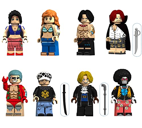 Yayafofco 8Pcs Anime Op Mini Action Figure Ace Shankusu Sabo Law Cartoon Building Blocks Set Small Figures Toys (8Pcs) #TOP17