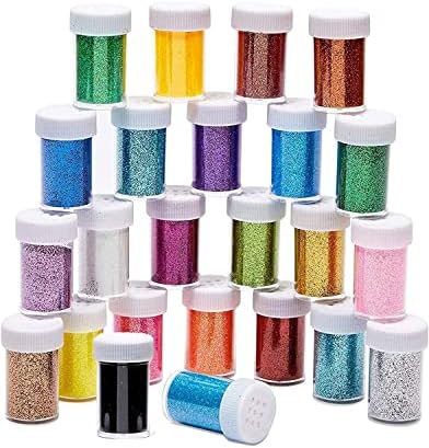 Fine Glitter Face Glitter Shaker Jars 24 Pcs 20g Glitter Jar for Resin Nail Art, Scrapbooking, Crafting, Eye, Hair, Body, Face and Slime Pots, Makeup, Festival and Party