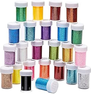 Fine Glitter Face Glitter Shaker Jars 24 Pcs 20g Glitter Jar for Resin Nail Art, Scrapbooking, Crafting, Eye, Hair, Body, Face and Slime Pots, Makeup, Festival and Party