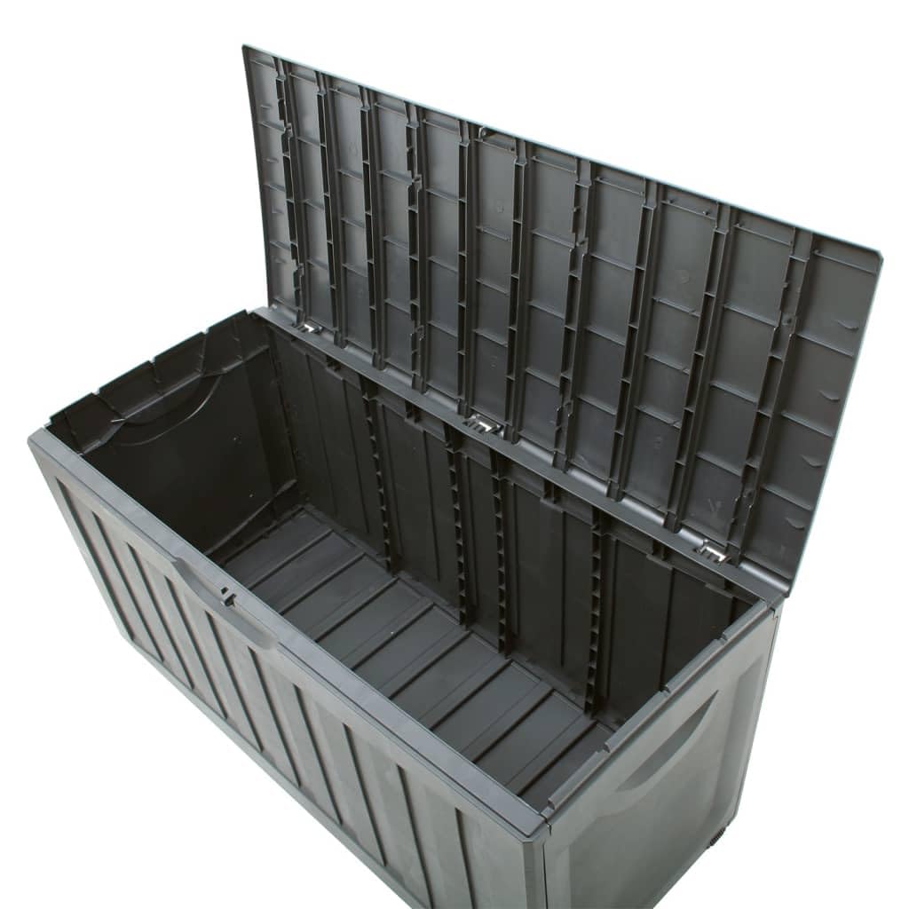 Homgoday Caja de Almacenamiento 340L con Ruedas, Negro, 100% PP, Resistente a la Intemperie