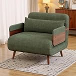 LumivoxNest Sleeper Bed + Chaise Lounge + Sofa | Modern Mid-Century Style in Green Texture | Versatile 3-in-1 Design with Wooden Frame