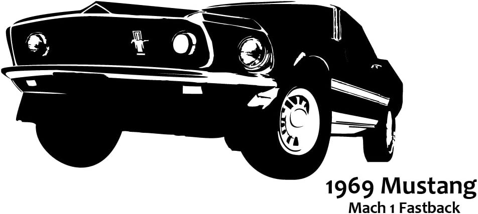 DD Dotzler Design ï ¿½ 1969 Ford Mustang Mach 1 Fastback Wall Tattoo/Sticker, Vinyl, Purple, 117 x 53