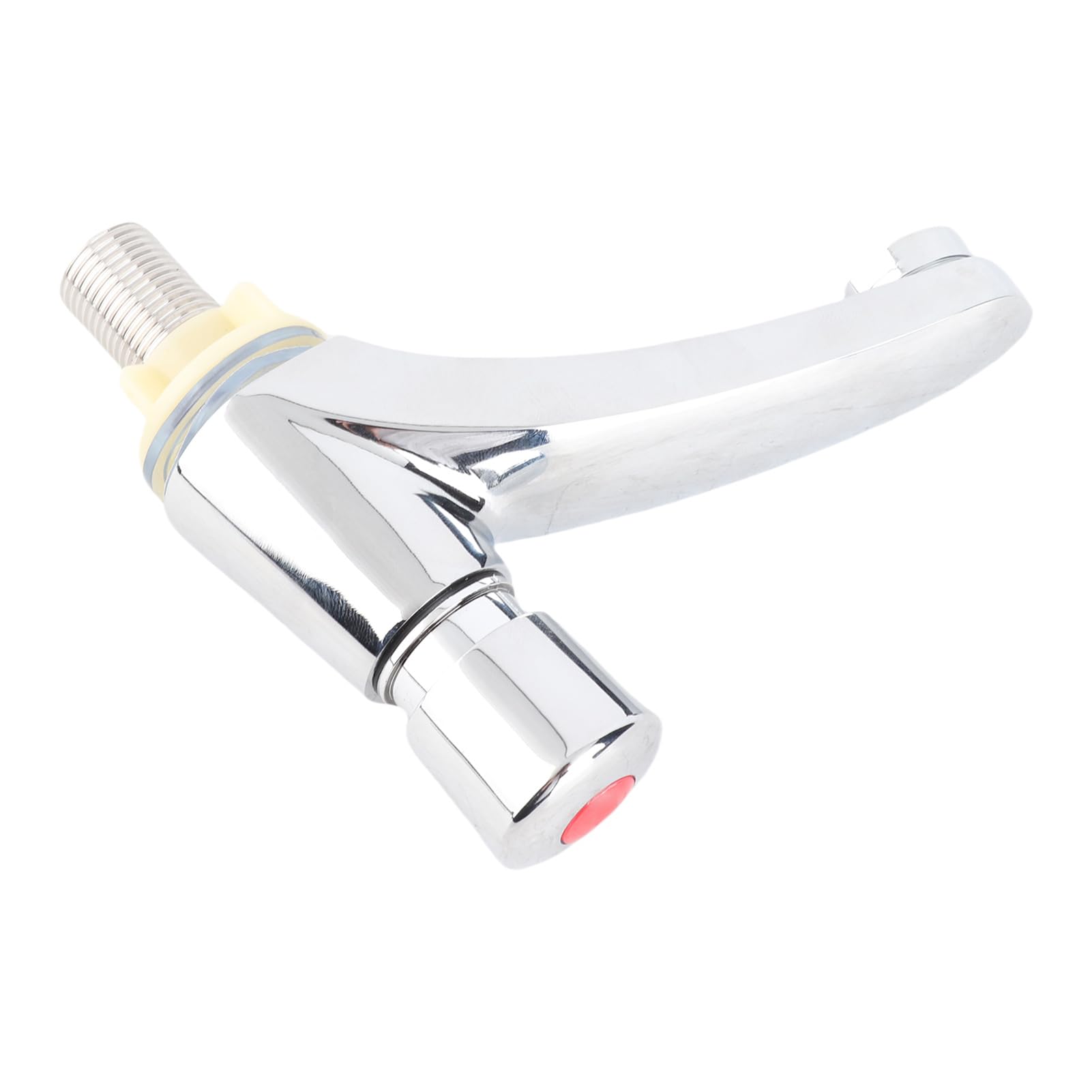,Grifo con Botón Pulsador,Robinet Lave Main Eau Froide,Grifo de Cierre Automático Cocina Pública Baño Cromado Cierre Automático Ahorro de Agua Retardo Lavabo Grifo Grifo Rosca