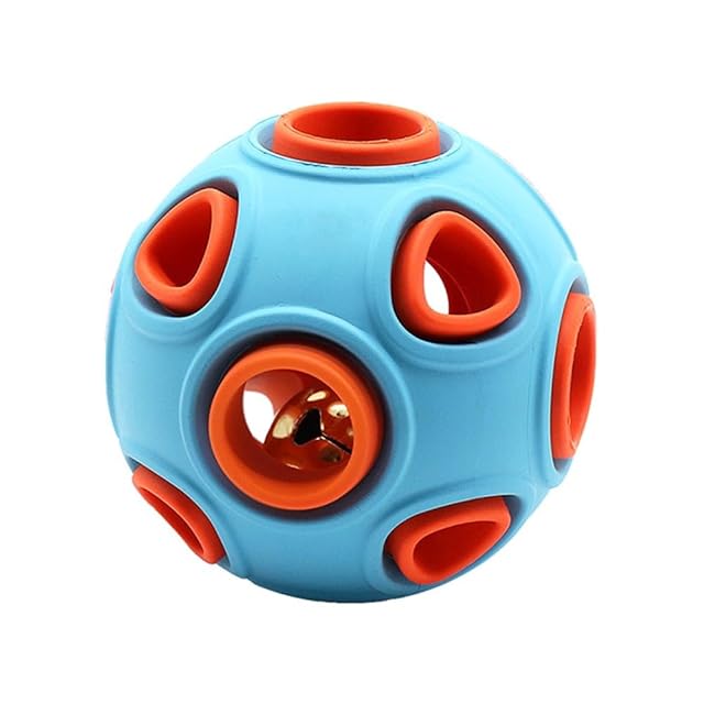 DONGKER Juguete de bolas para perros, bola rebotante de goma con luz de sonido de campana para perros