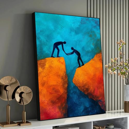 Toile Main secourable peinture abstraite 50x75cm décoration