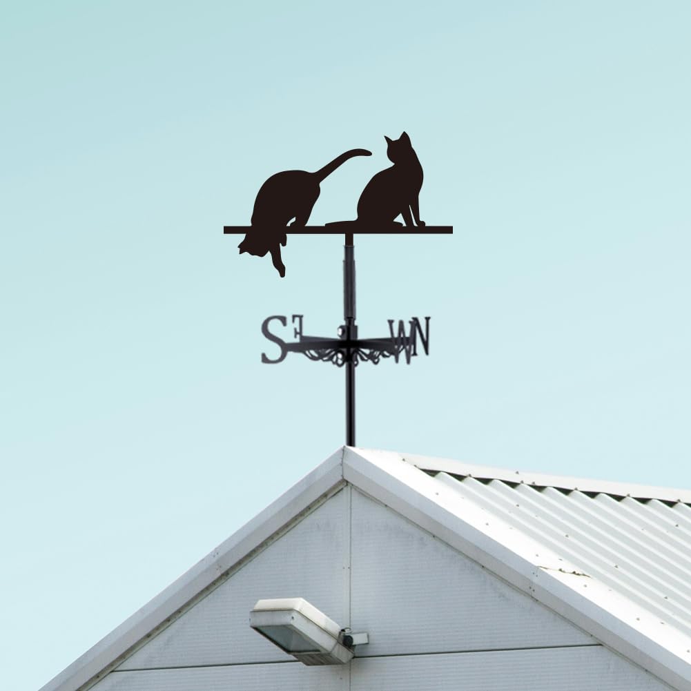 SUPERDANT Girouette de Jardin Exterieur de Chat pour Toit Girouettes Indicateur de Direction du Vent Noir Décoration de Jardin Deco Jardin Exterieur