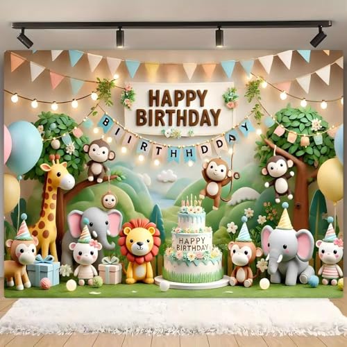 Image of Happy Birthday Backdrop Banner, Colorful Birthdays Banner Backdrop Background for Kids Birthdays Party Indoor Outdoor Decorations (5x3.6ft)