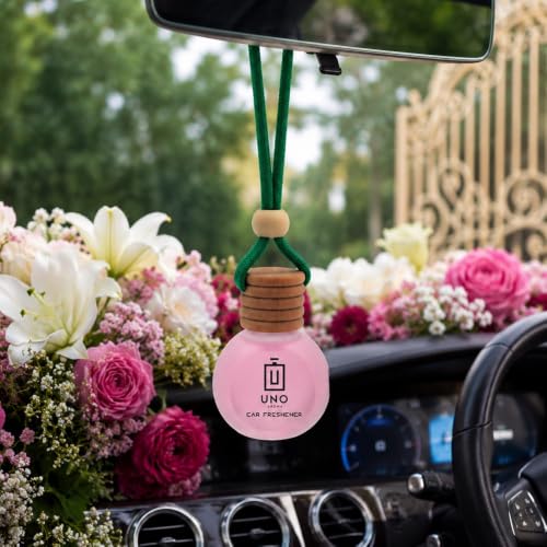 Image of UNO AROMA Active Fresh Car Air Freshener, 15ml, Long Lasting Hanging car perfume, Toxin-Free Oil in Glass Bottle with Wooden Diffuser, Car Accessories for fresh aroma, Last Upto-60 Days