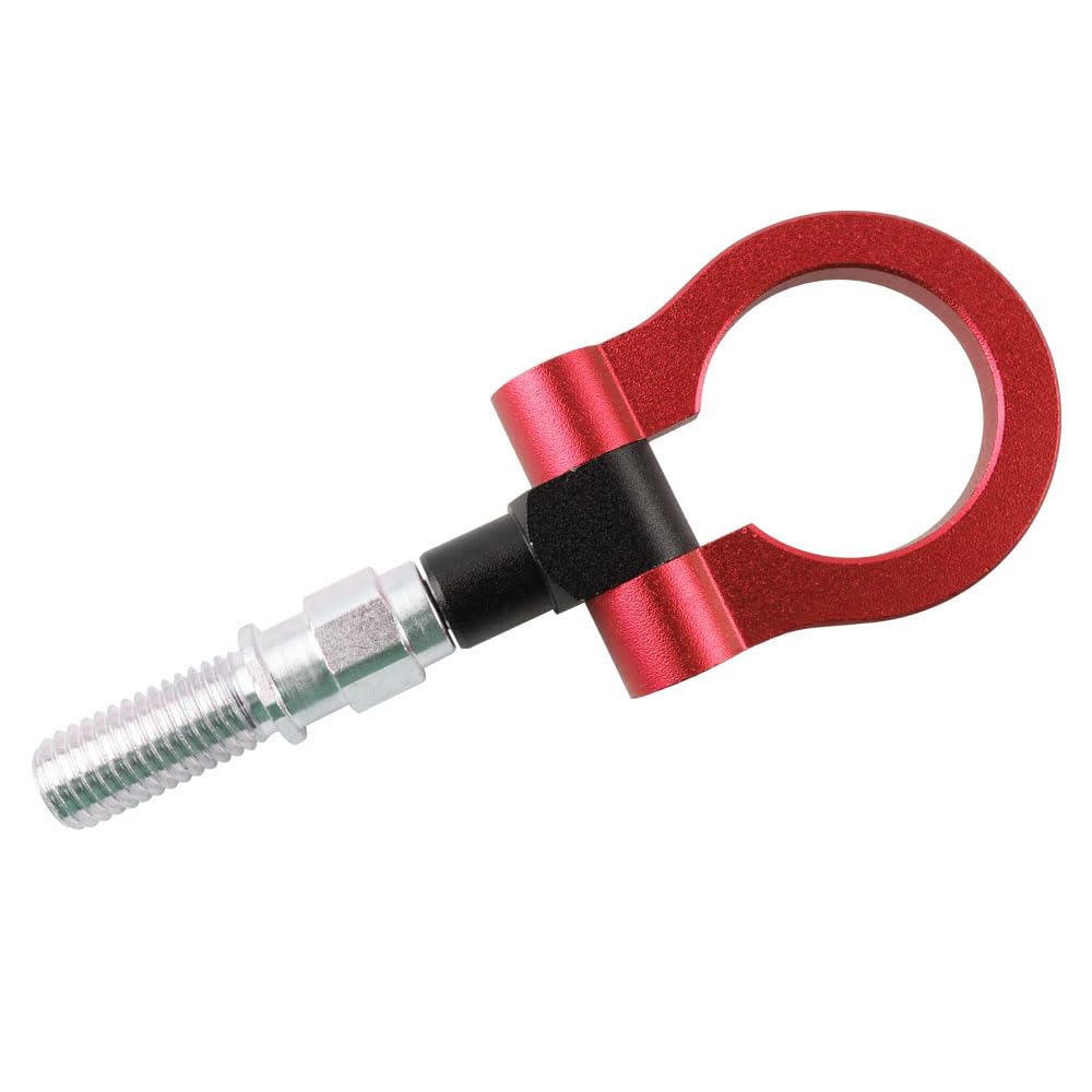 Liuchuchu Red-01 Towing Eye Billet Aluminum Folding Ring Screw Bumper Tow Hook No Drill M18 X 2.5 Mount Tow Hook(Red-01)