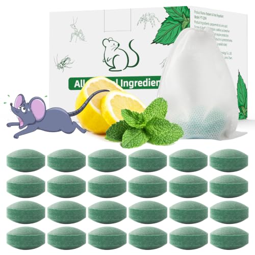 Pest Rodent Repellent, 24 Pack Peppermint Oil Repellent for Mouse Rats Spider Roach Ant Squirrel...
