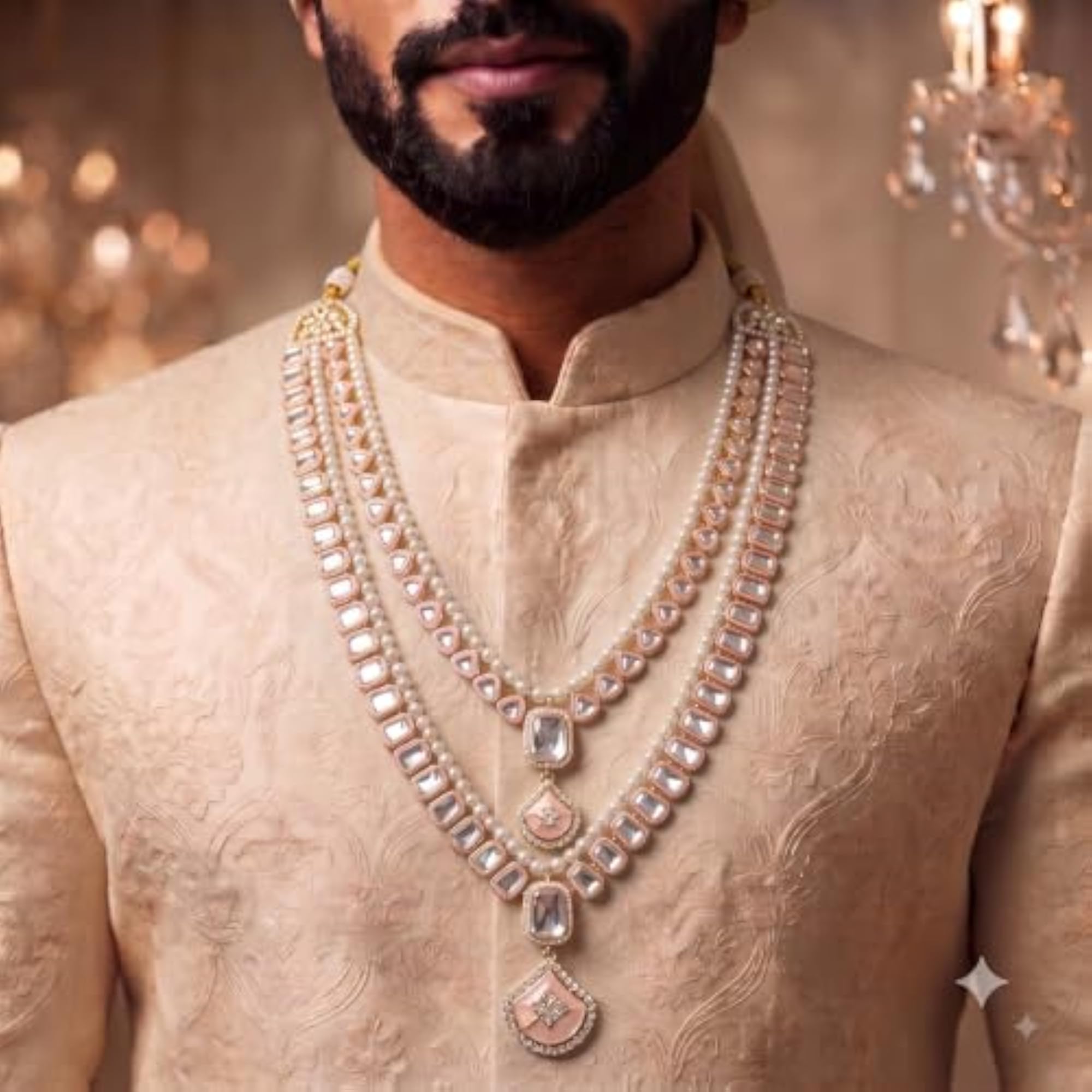 Men's Kundan & Pearl Dulha Mala, Wedding Jewellery