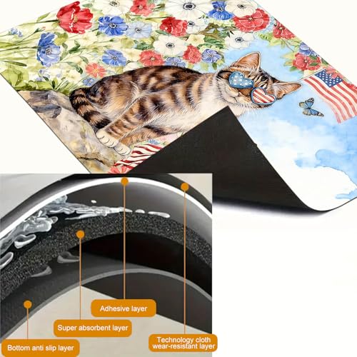 Image of HOMETITUTE Spring Stove Top Cover 28x20 Cat Floral Watercolor Heat Resistant