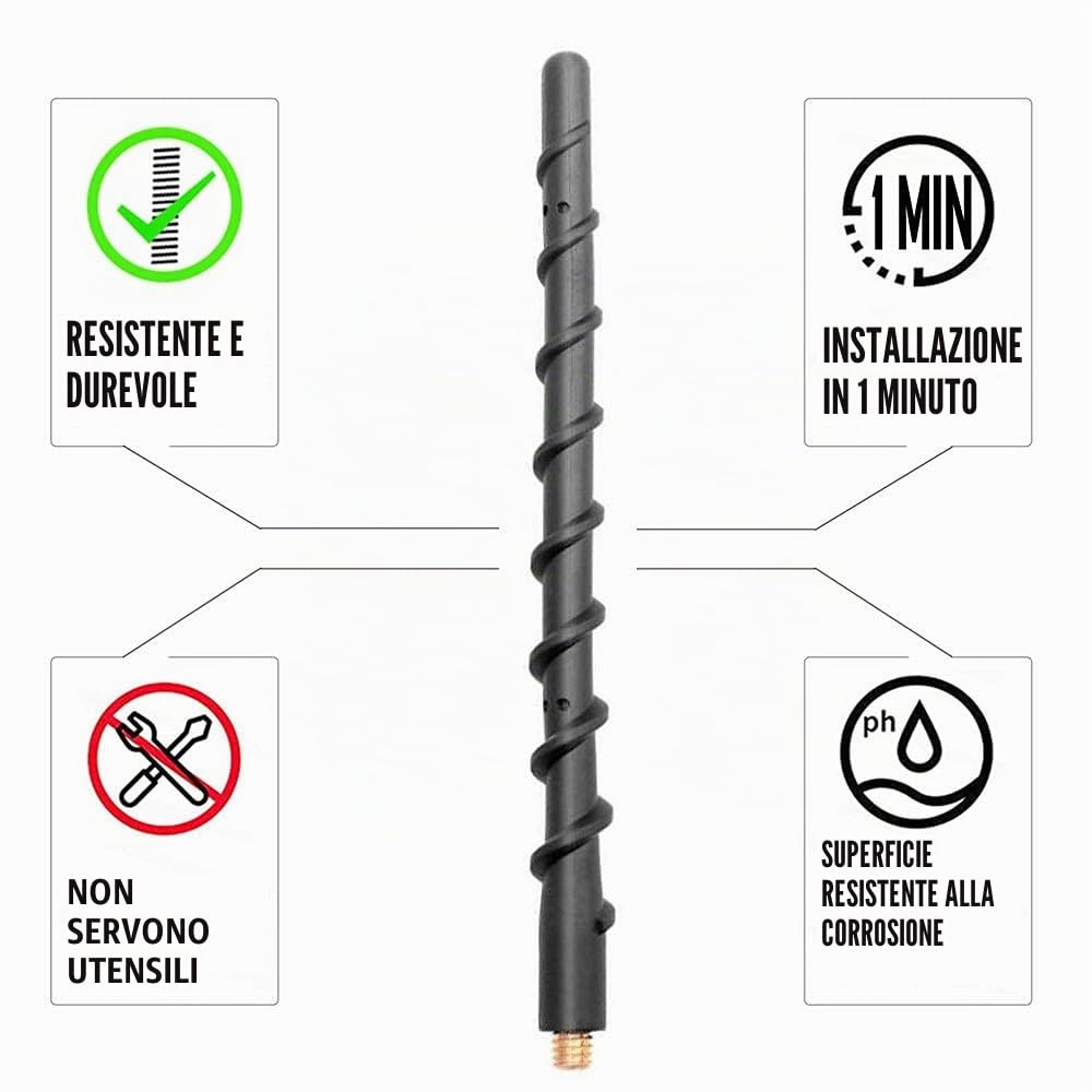 VOFONO Antenna corta per Jeep Wrangler Gladiator JK JL JKU JLU Sahara Rubicon Sport 4xe Willys Mojave, 17,8 cm Jeep Antenna di ricambio Wrangler Gladiator Accessori
