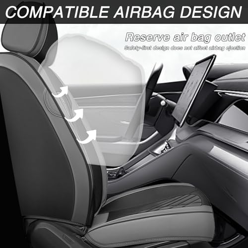 Image of Car Seat Covers for Chevrolet Equinox 2005-2026, Premium Nappa Leather Waterproof & Anti-Slip, Full Coverage Customized fit Chevrolet Equinox Seat Covers Front Set (2 Seats Luxury,Gray-Black)