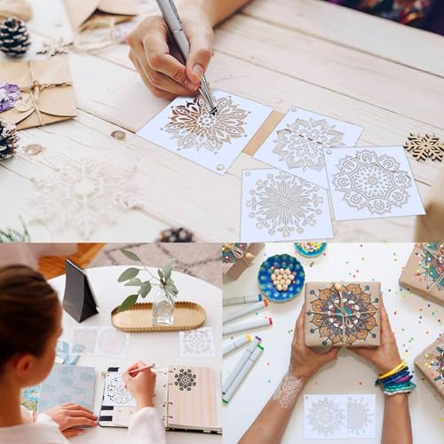 Plantillas de mandalas PET para manualidades y scrapbooking floral 7