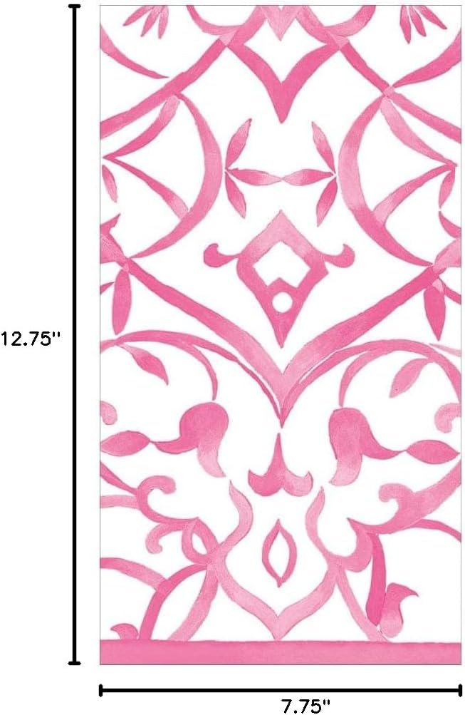 Caspari Algarve Paper Linen Guest Towel Napkins in Fuchsia - 12 Per Package