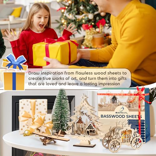 24 Pack 12x12x1/8 Inch Basswood Sheets, MAPRIAL Smooth 3mm Plywood for Laser Cutting, Unfinished Wood Board for Engraving, Wood Burning, Painting, Crafts, Ornaments, Models, Cutter, Engraver, Gifts - Image 7