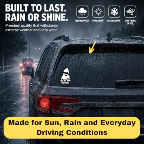 Image of TOTOMO Baby on Board Sticker for Car - Window Decal, Bumper Sign for New Parents, Durable Waterproof Safety Warning Sign for SUV Truck Minivan - Carlos, 1 Pack