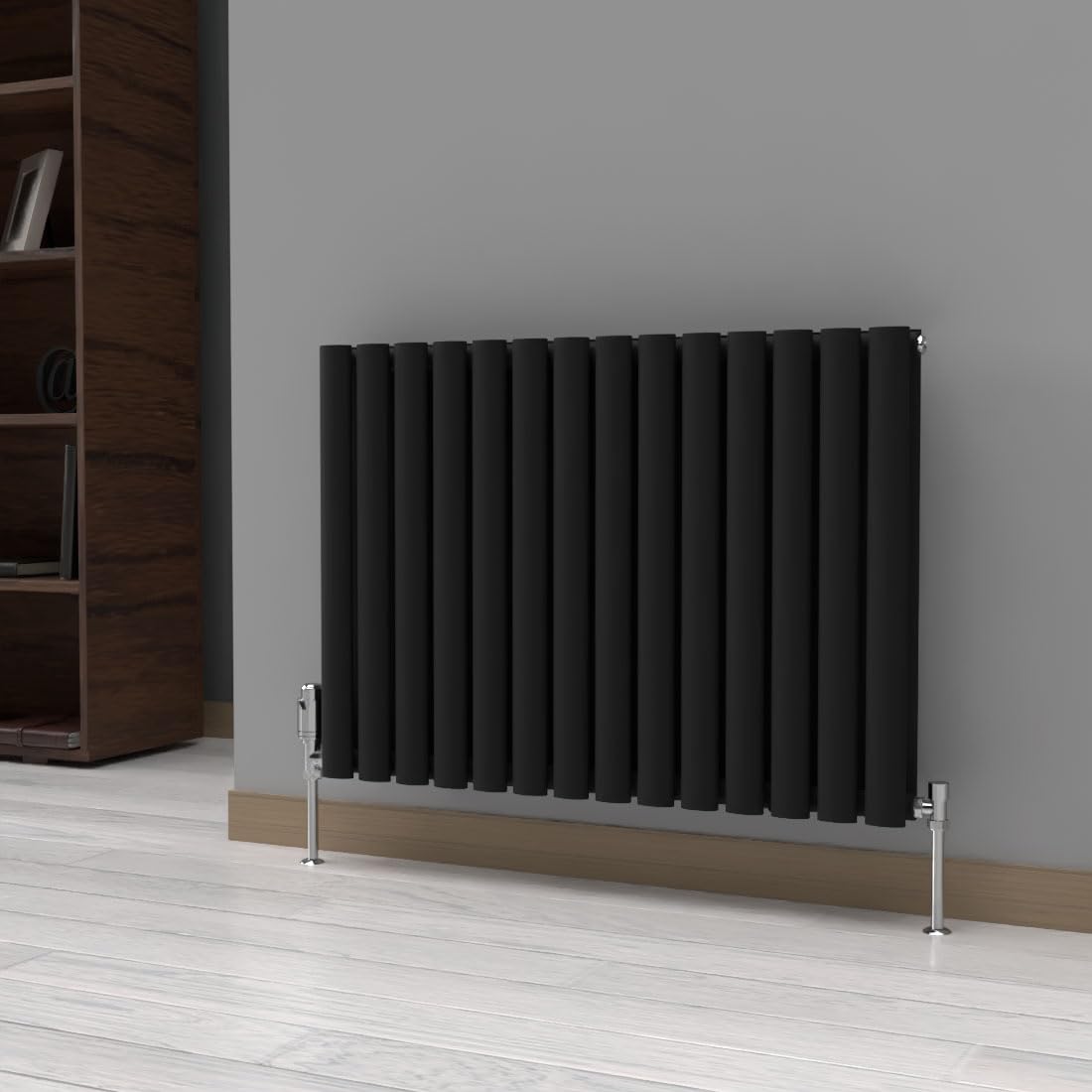 B&Q -  Oval Horizontal RadiatorBlackDouble Panel 600 mm H X 780 mm W