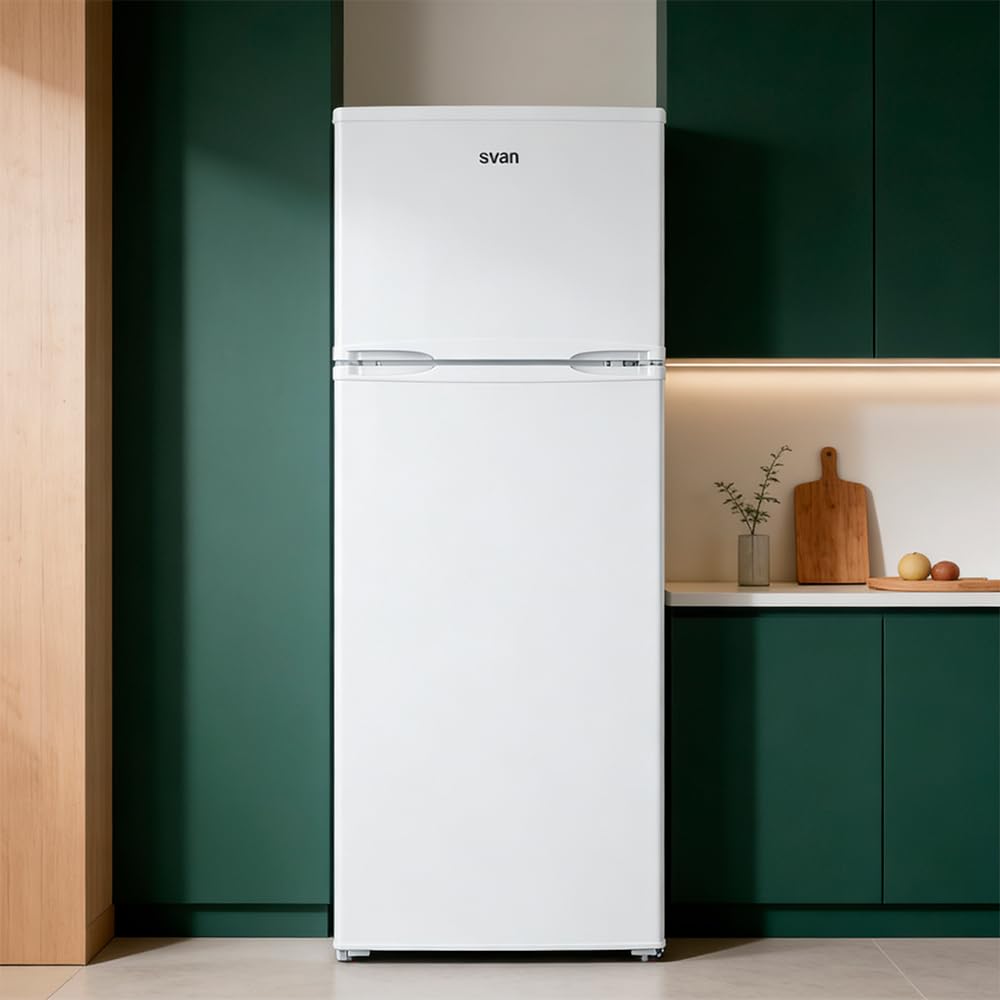 SVAN Frigorífico Blanco 2 Puertas, OF1455EW00, Capacidad 206 Litros, Tecnología Cíclica, Bajo Nivel Sonoro, Puertas Reversibles, Apertura Tipo Uñero, Clasificación Energética E